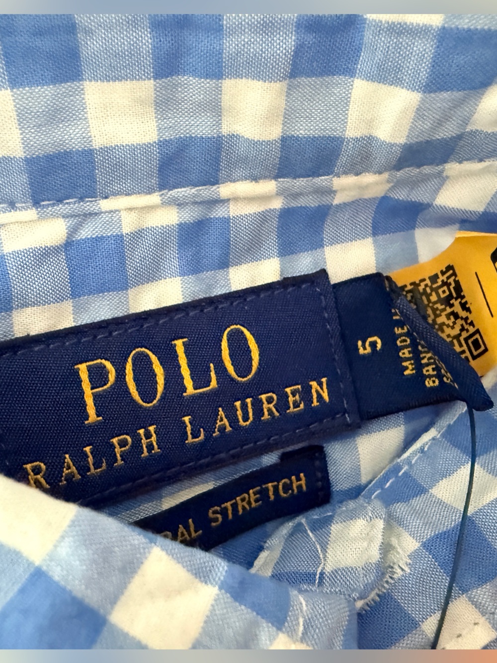Polo Ralph Lauren Kids Blue & White Gingham Button-Down Shirt - Size 5 - NWT - Picture 4 of 4
